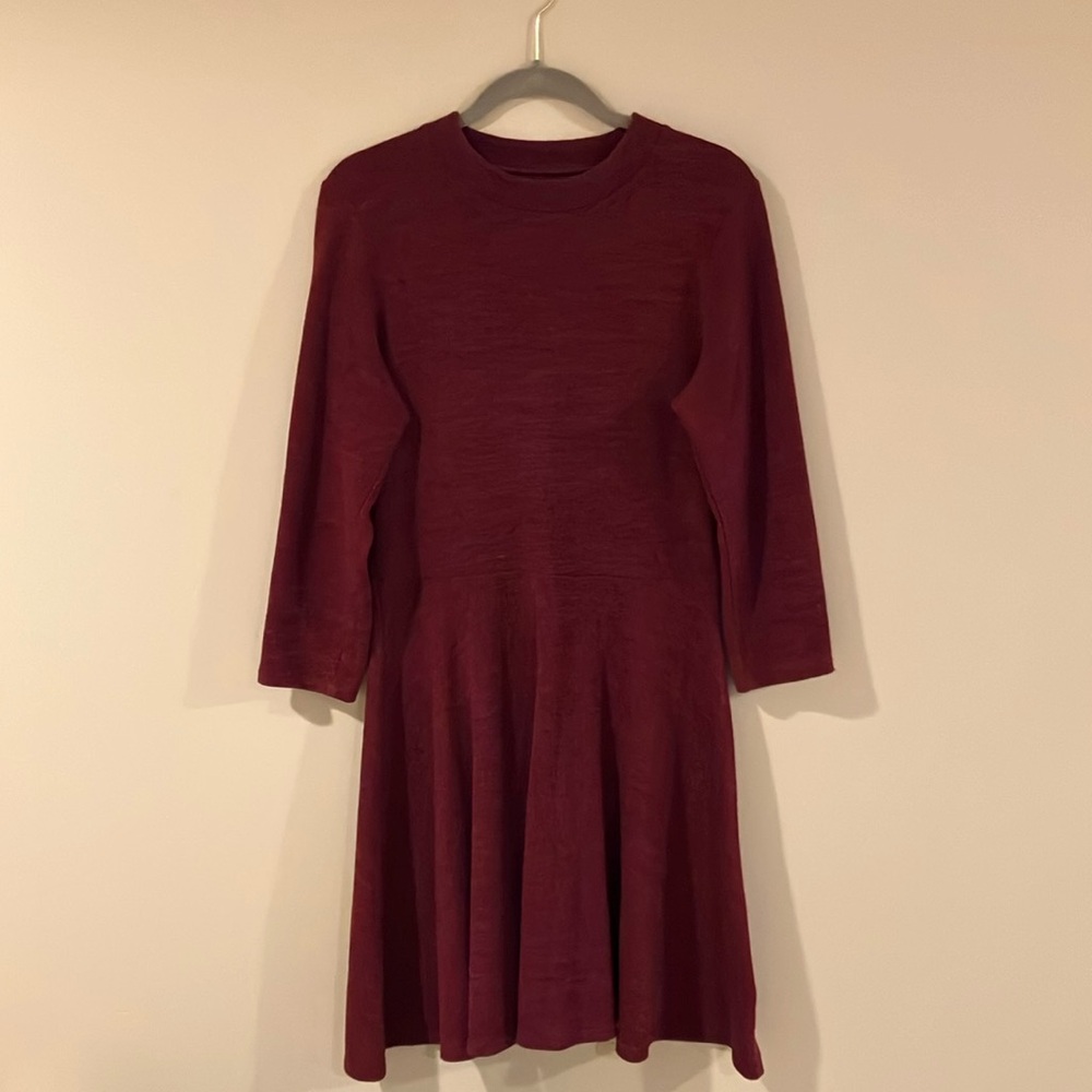 Decree 3/4 Sleeve Maroon Dress